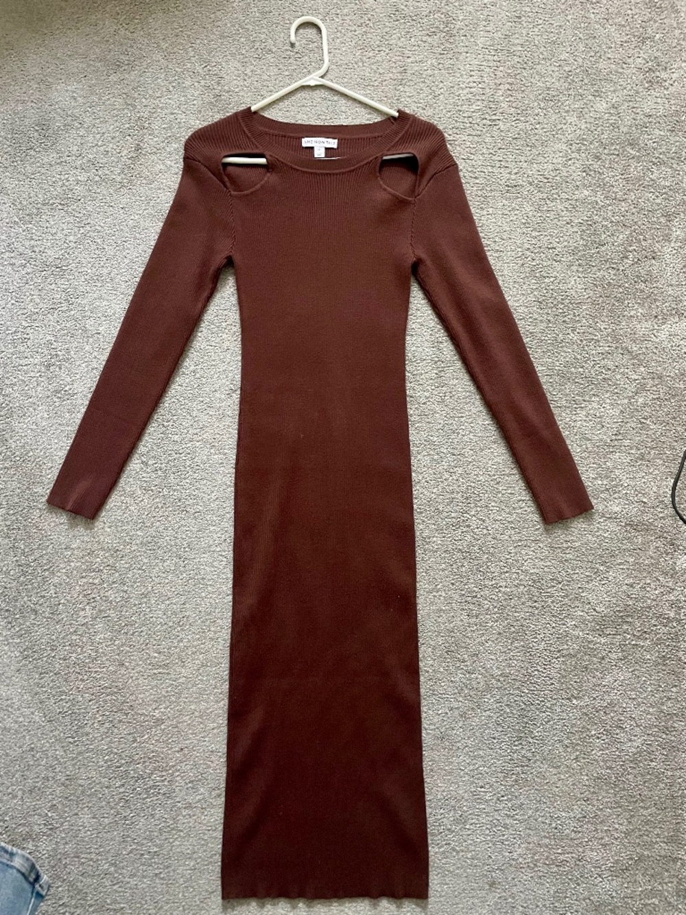 And Now This Cutout Ribbed Midi Dress Mahogany Size M